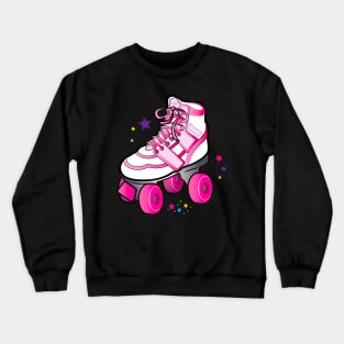 Roller Skate in Pink Crewneck Sweatshirt